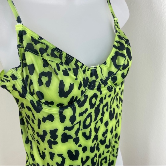 Neon Lime Green One Piece Swimsuit size Large - Picture 4 of 5